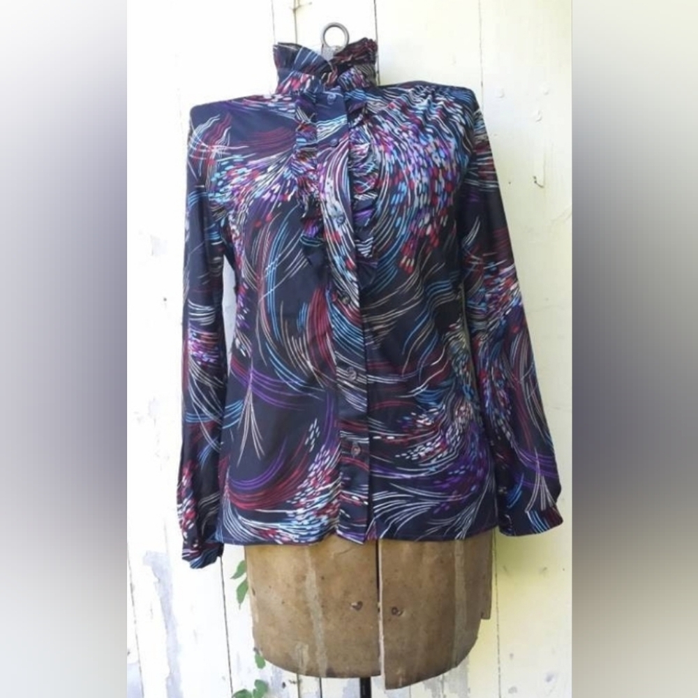 firecracker ruffle • vintage sheer jabot blouse